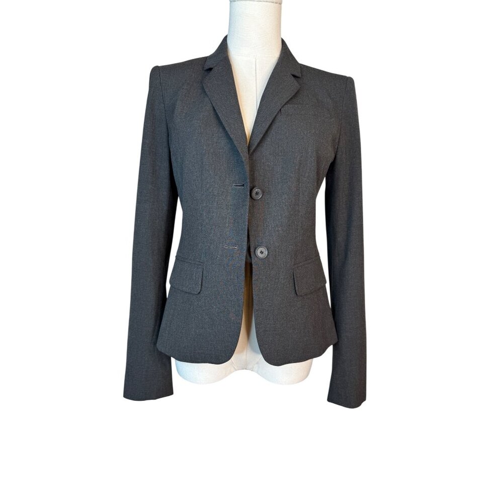 Ann Taylor Size 0 Gray Blazer Fitted 2-Button Front Polyester/Rayon/Spandex - Picture 6 of 15
